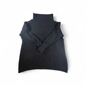 Free People Black Turtleneck Sweater Womens Small Chunky Knit 3/4 Sleeve Cozy